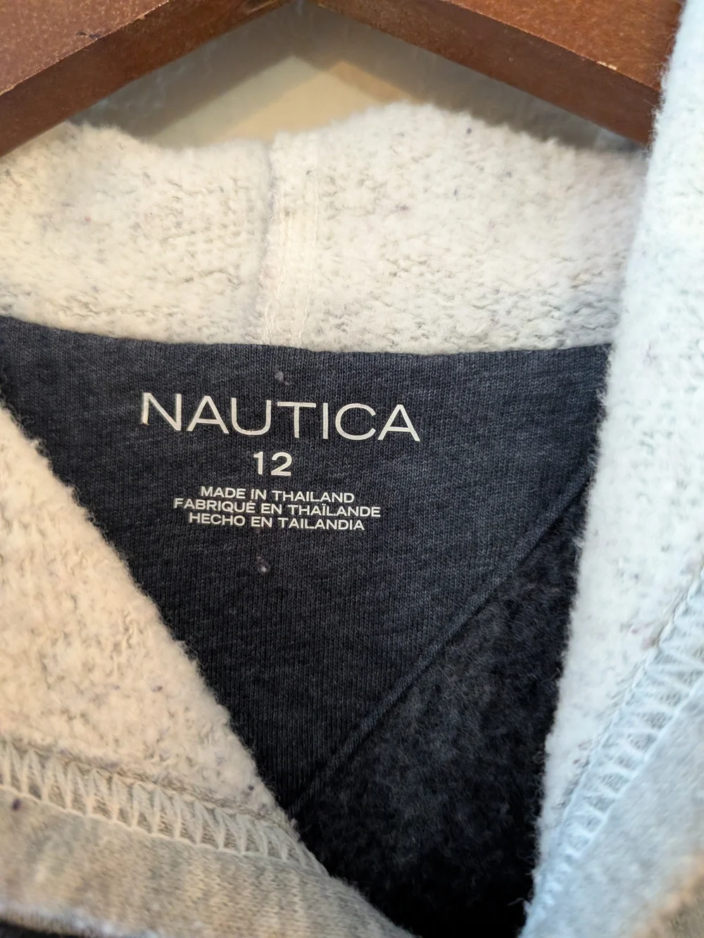 Nautica Gray & Burgundy Raglan Hooded Pullover